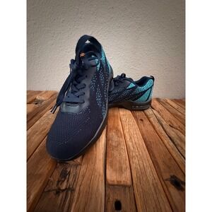 DYKHMILY Steel Toe Safety Shoes Size 9 Navy Teal Knit Work Sneakers D91893SWR